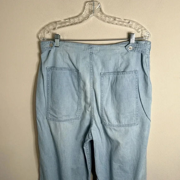 Free People Light Wash Cotton/Linen Wide Leg Jeans Size 31 - Picture 8 of 9
